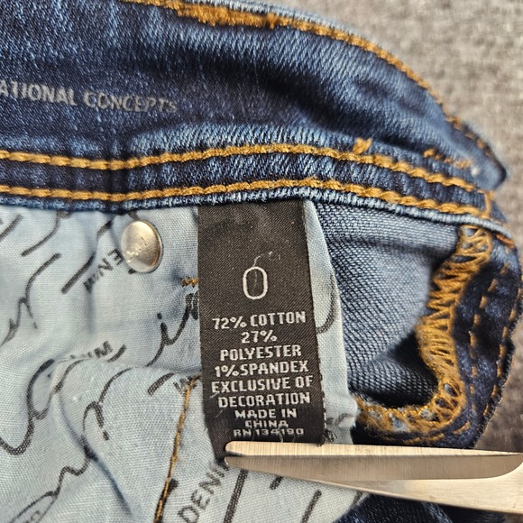 INC International Concepts Curvy Capri Jeans Dark Wash Embroidered Blue Size 0 - Picture 10 of 15